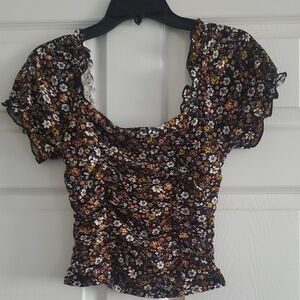 Moa Moa Black Floral Off The Shoulder Blouse